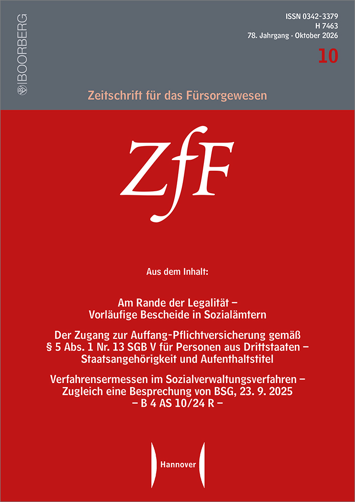 Zeitschrift für das Fürsorgewesen (ZfF)