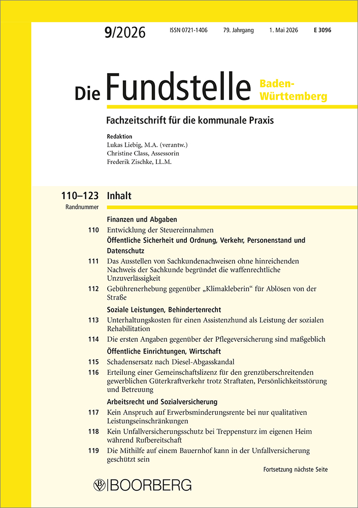 Die Fundstelle Baden-Württemberg