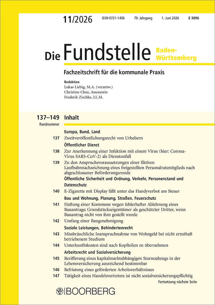 Die Fundstelle Baden-Württemberg