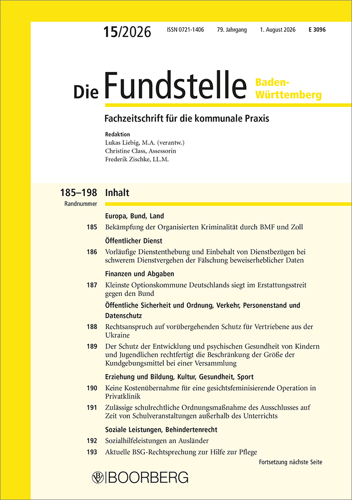 Die Fundstelle Baden-Württemberg