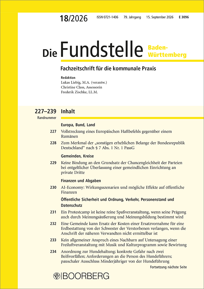 Die Fundstelle Baden-Württemberg