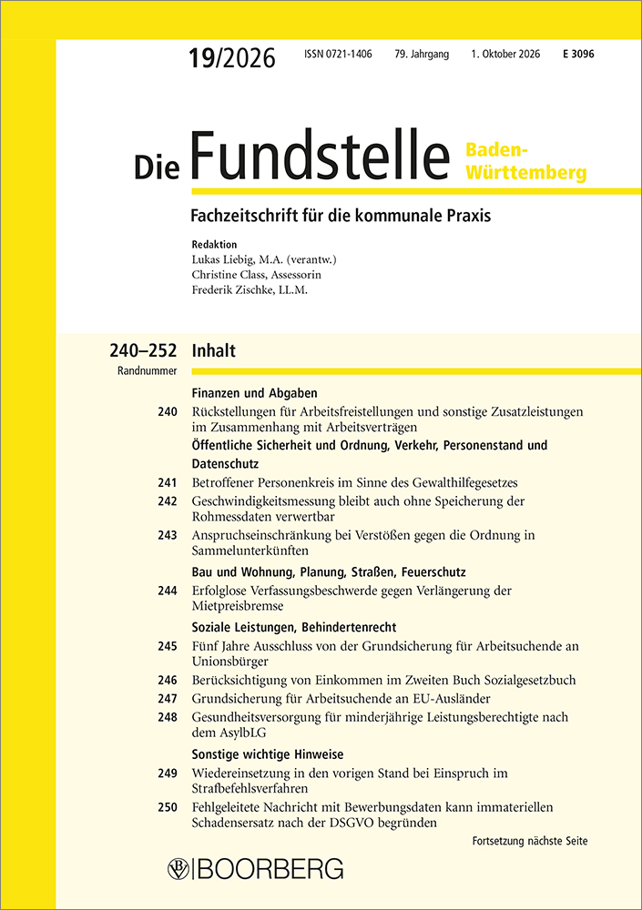 Die Fundstelle Baden-Württemberg