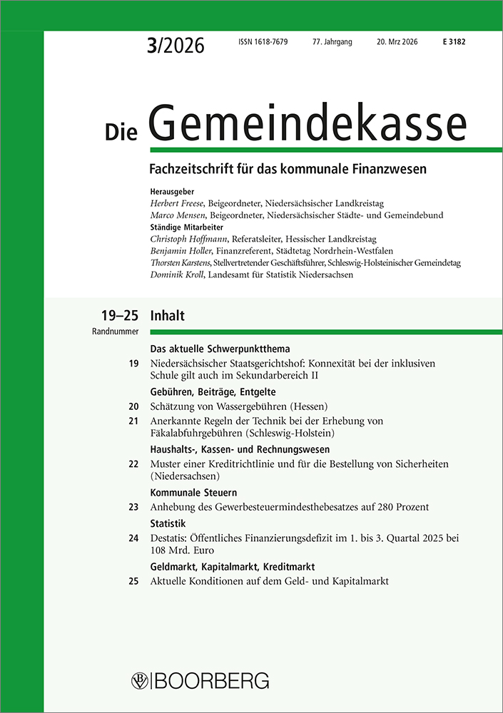 Die Gemeindekasse (Hessen, Niedersachsen, Nordrhein-Westfalen, Schleswig-Holstein)