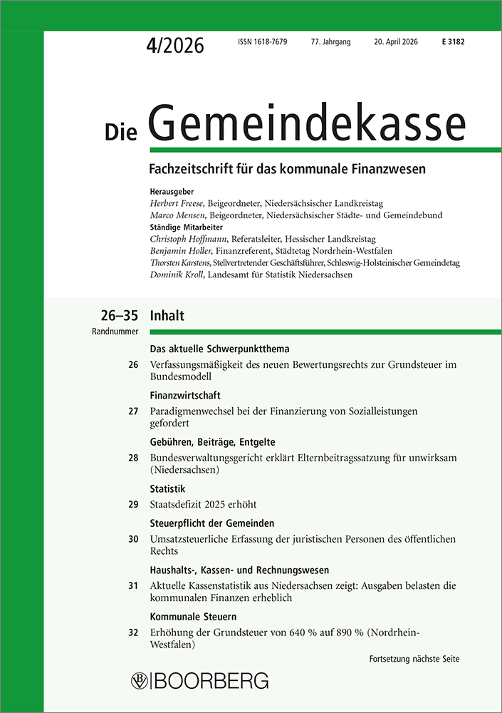 Die Gemeindekasse (Hessen, Niedersachsen, Nordrhein-Westfalen, Schleswig-Holstein)