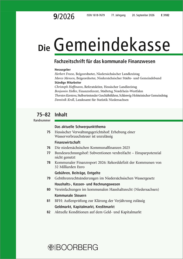 Die Gemeindekasse (Hessen, Niedersachsen, Nordrhein-Westfalen, Schleswig-Holstein)
