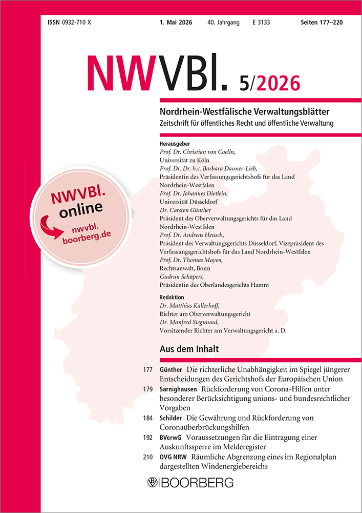 NWVBl. - Nordrhein-Westfälische Verwaltungsblätter (Print)